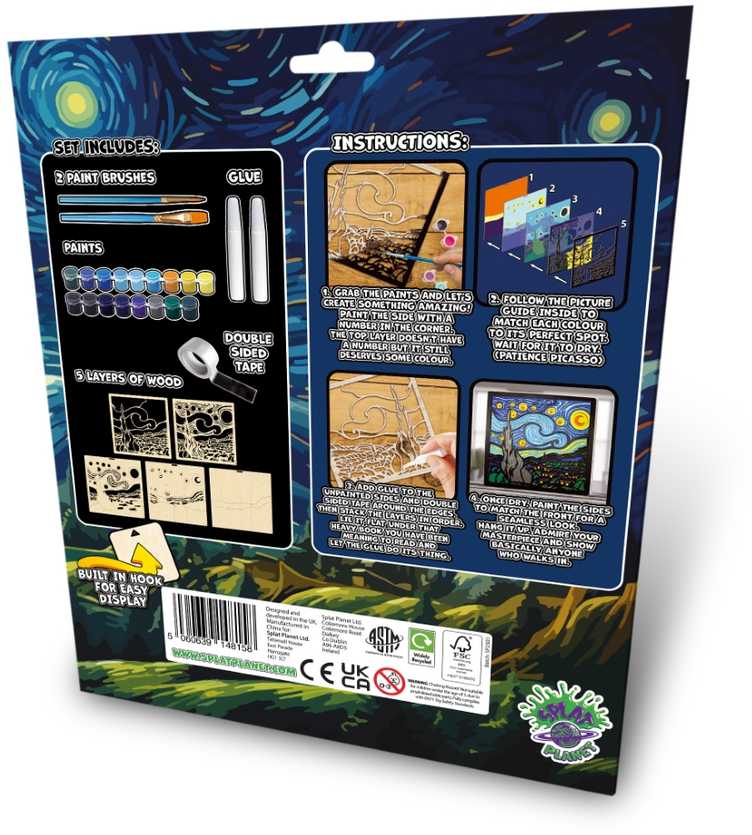 Splat Planet medinis 3D spalvinimo paveikslas, Žvaigždėta naktis