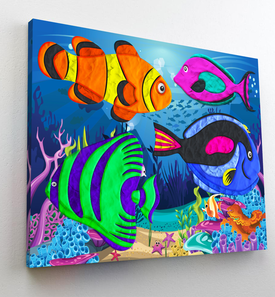 Splat Planet paveikslas iš modelino, Jūra 30x40cm