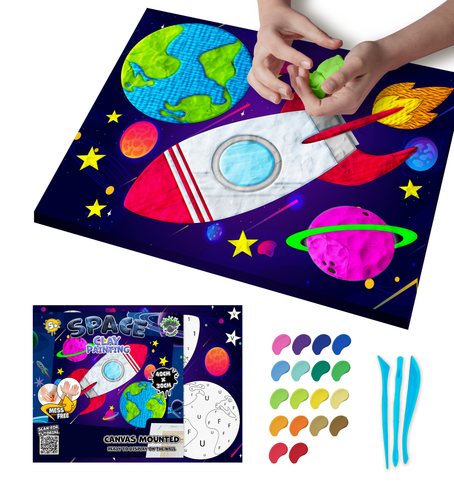 Splat Planet paveikslas iš modelino, Kosmosas 30x40cm