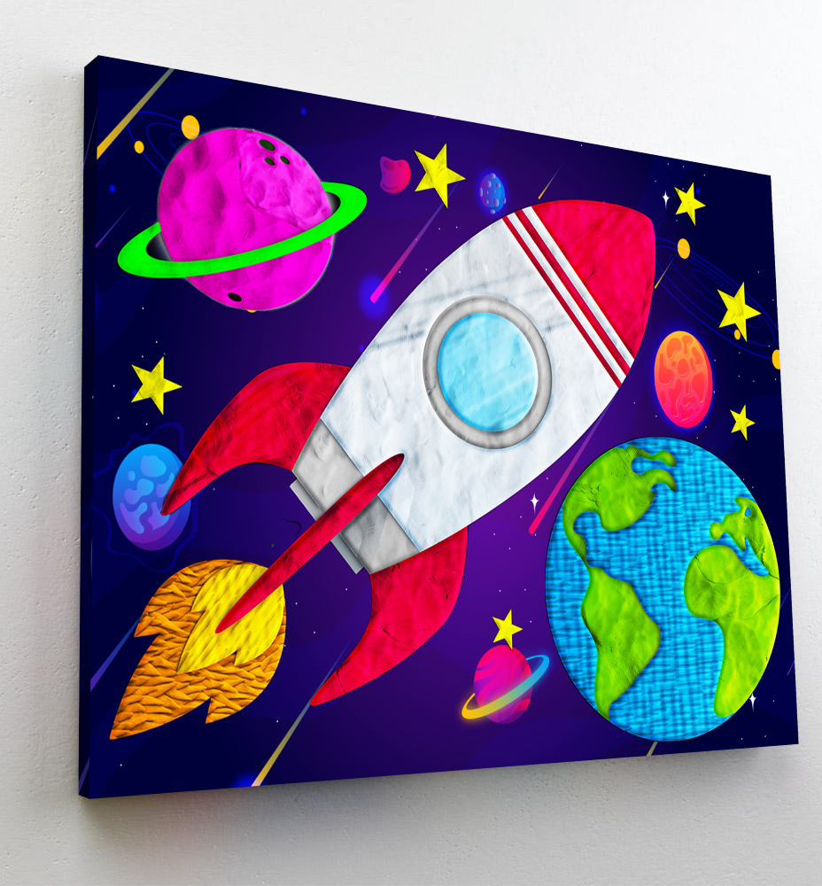 Splat Planet paveikslas iš modelino, Kosmosas 30x40cm