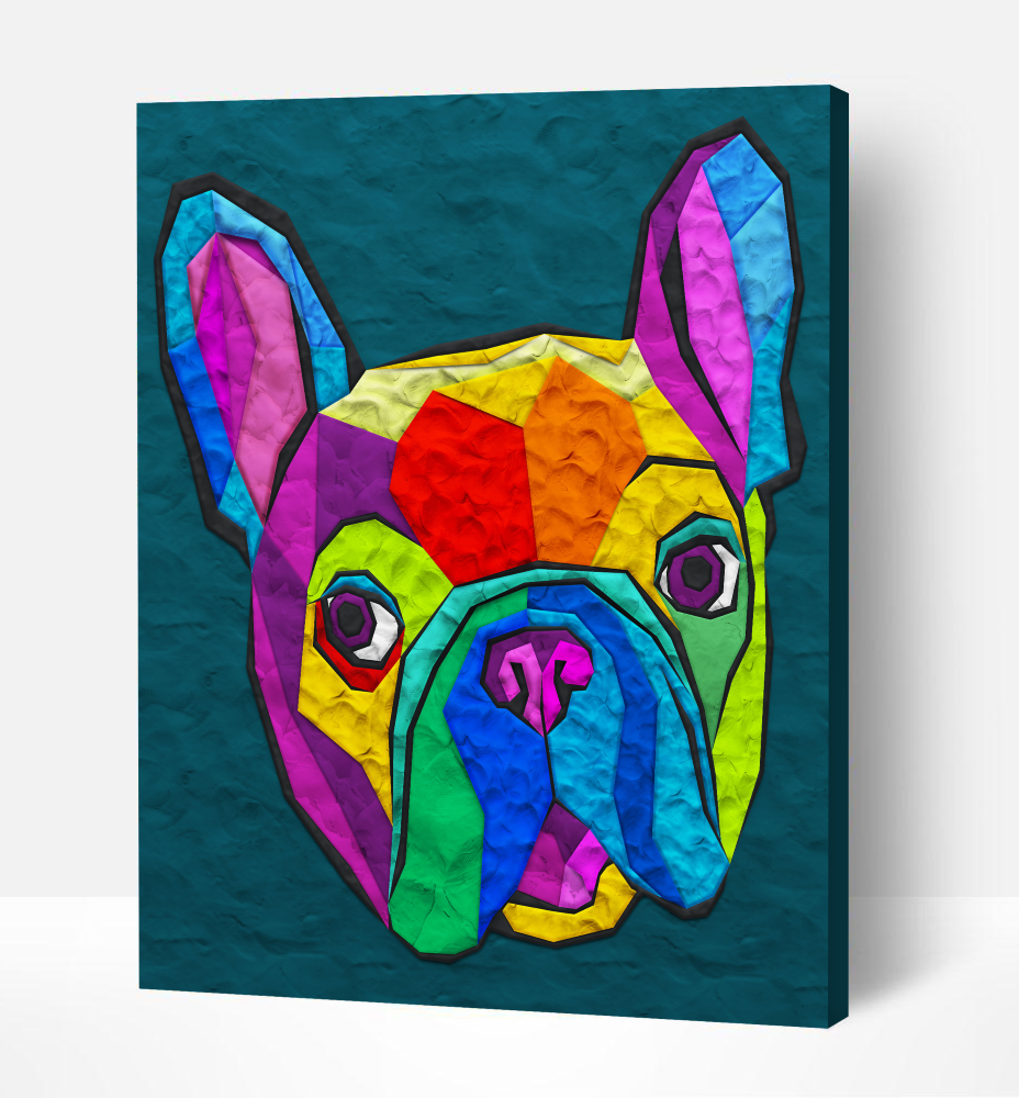 Splat Planet paveikslas iš modelino, Prancūzų Buldogas 30x40cm