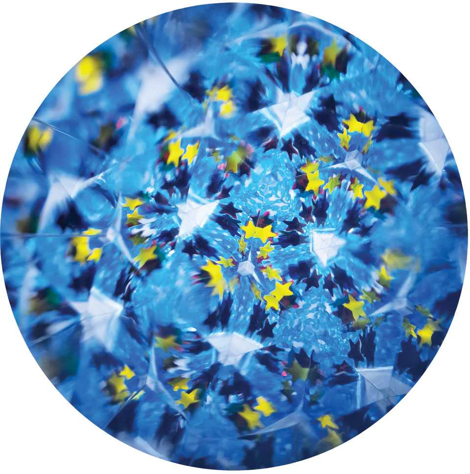 Svoora kaleidoskopas su tūbele, Mėlyni raštai, 10 cm