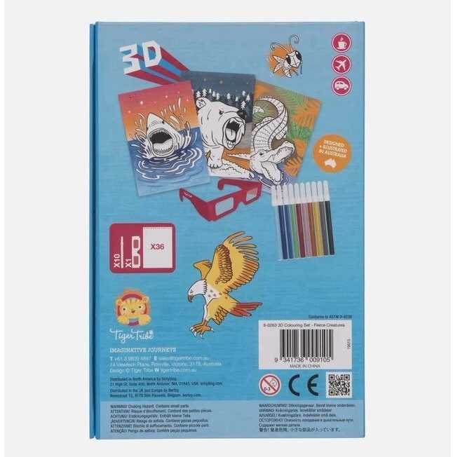 3D spalvinimo rinkinys su flomasteriais "Laukiniai gyvūnai"
