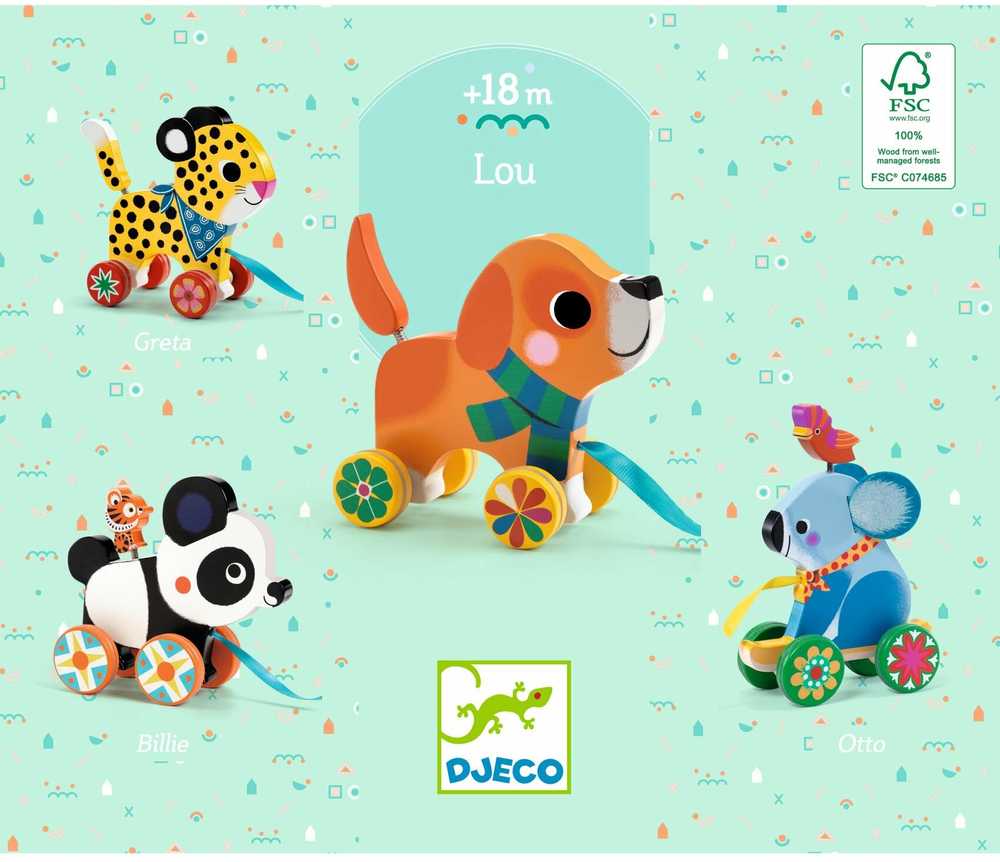 Djeco Traukiamas žaisliukas - Šuo Lou ( DJ06258 )