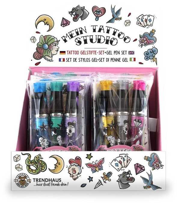 Trendhaus Tatuiruočių kūryba – Geliniai rašikliai – Blizgesys (3 vnt., 2 dizainai) ( TH959454 )