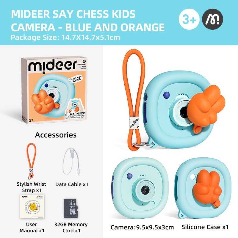Vaikiškas fotoaparatas Mideer „Say Cheese“ melsvas