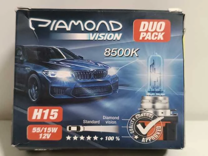 Ecost prekė po grąžinimo 2x H15 12V 55/15W Diamond Vision Xenon Look Effect Halogen Lamps Bulbs Ligh (Atnaujinta)