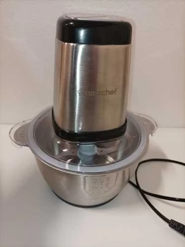 Ecost prekė po grąžinimo AMZCHEF Hachoir ?‰lectrique avec Moteur Puissant et Bol en Acier INOX 2L, 2 (Atnaujinta)