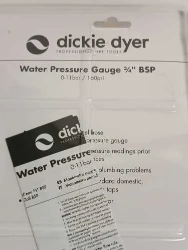 Ecost prekė po grąžinimo Dickie Dyer Vandens slėgio matuoklis 010 Bar 3/4" BSP vyriškas sriegis 8847 (Atnaujinta)