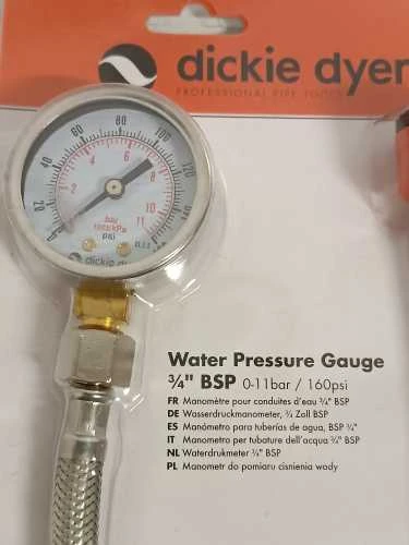 Ecost prekė po grąžinimo Dickie Dyer Vandens slėgio matuoklis 010 Bar 3/4" BSP vyriškas sriegis 8847 (Atnaujinta)