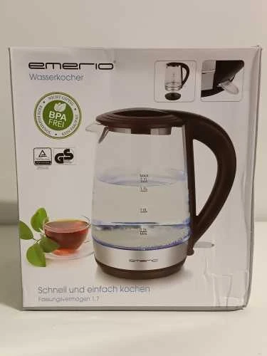 Ecost prekė po grąžinimo EMERIO WK-123131 Cordless Virdulys, BPA-Free, Stainless Steel, Juodas, 2200 W (Atnaujinta)