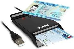 Ecost prekė po grąžinimo Hamlet HUSCR-NFC - Lettore di Smart Card USB e Contactless NFC per Carta Id (Atnaujinta)