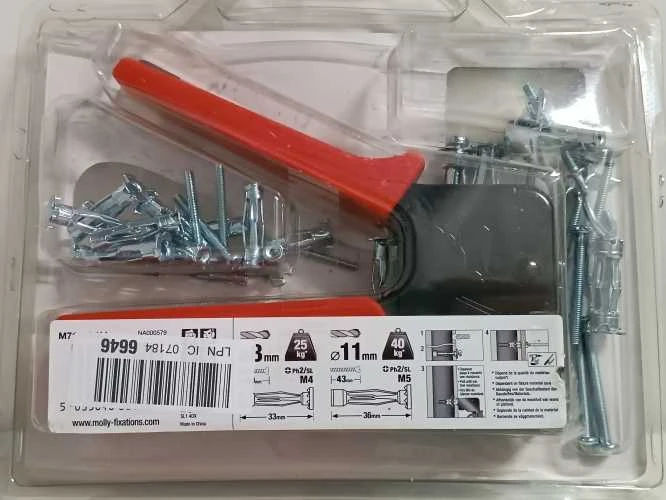 Ecost prekė po grąžinimo Molly M71925xj M71925 rinkinys iš 20 sienų kištukų 10 x 4 x 33 mm kaiščiais (Atnaujinta)
