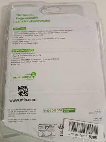 Ecost prekė po grąžinimo Otio-Thermostat programmable sans fil blanc - Otio (Atnaujinta)