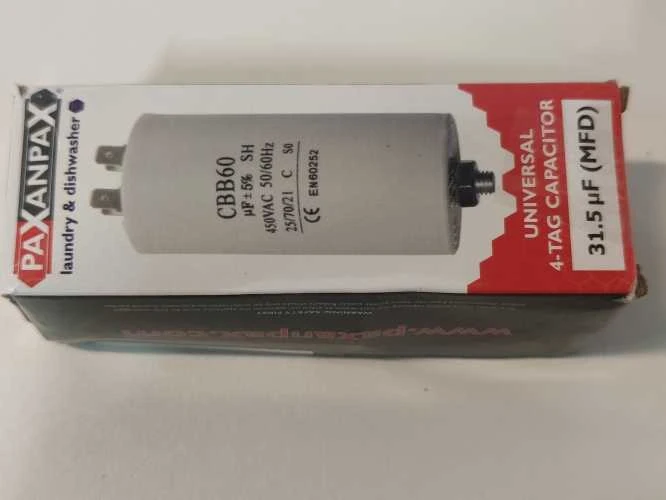 Ecost prekė po grąžinimo, Paxanpax Pld061 universalus kondensatorius 31,5Uf, 31,5Mfd, 450Vac (Atnaujinta)