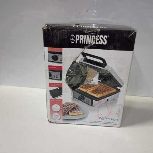 Vaflinė Ecost prekė po grąžinimo, Princess 132397 2 vafliai 120 W Juoda, Nerūdijančiojo plieno, Balta (Atnaujinta)