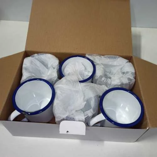 Olympia Ecost prekė po grąžinimo Olimpijos emalio puodeliai, balta mėlyna, 35cl, pakuotė 6 (Atnaujinta)