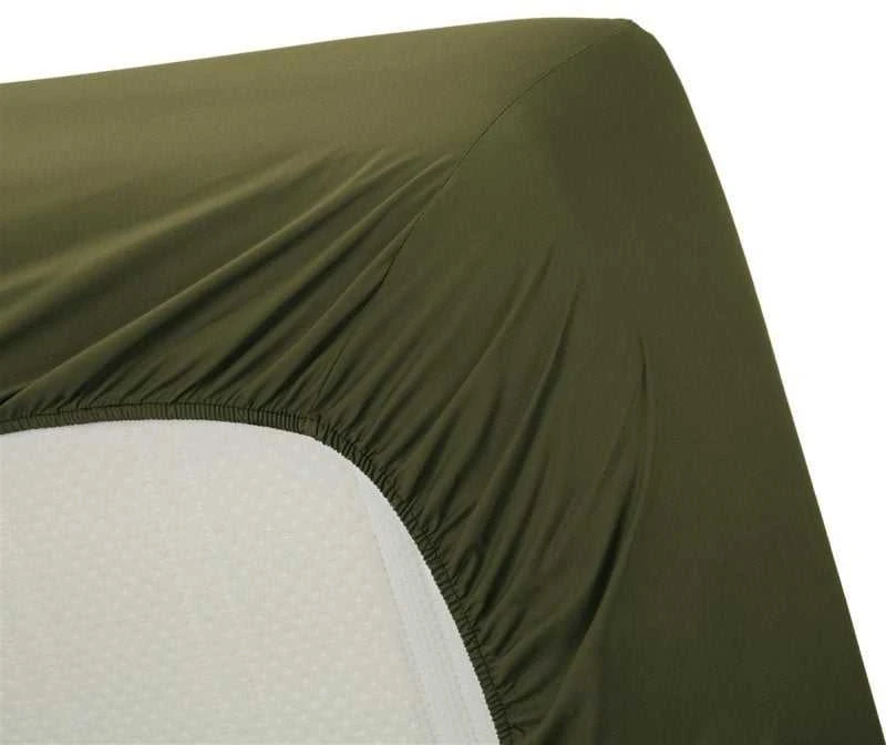 Ambiante Cotton Uni HL Olive Žalias paklodė su guma Čiužinio dydis - 140x200 cm