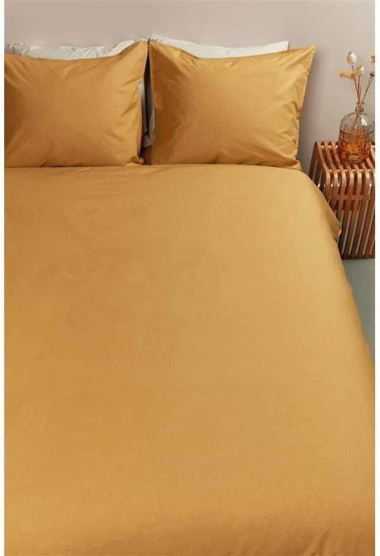 Ambiante Patalynės komplektas Cotton Uni Ochre Pagalvės matmenys - 50x70 cm, Antklodės matmenys - 140x200 cm