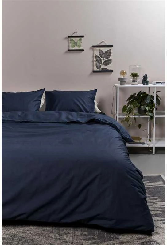Ambiante Patalynės komplektas Cotton Uni Dark Mėlyna Pagalvės matmenys - 40x60 cm, Antklodės matmenys - 140x200 cm