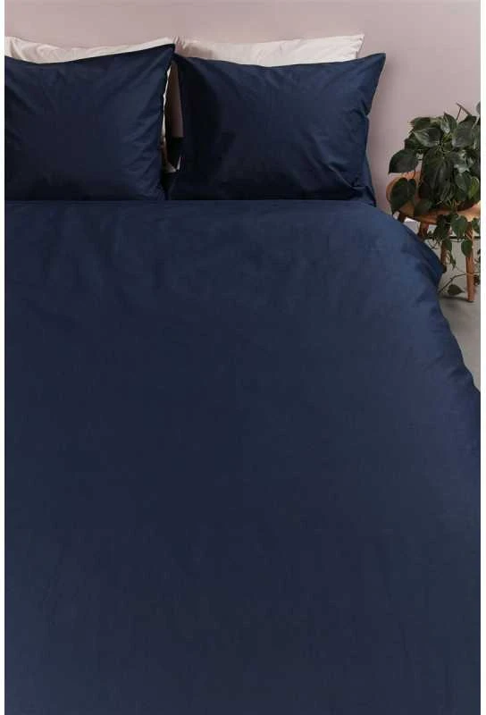 Ambiante Patalynės komplektas Cotton Uni Dark Mėlyna Pagalvės matmenys - 40x60 cm, Antklodės matmenys - 140x200 cm
