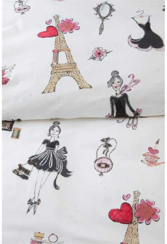 Beddinghouse Vaikiškas patalynės komplektas Paris Girl Rožinė Pagalvės matmenys - 50x70 cm, Antklodės matmenys - 135x200 cm