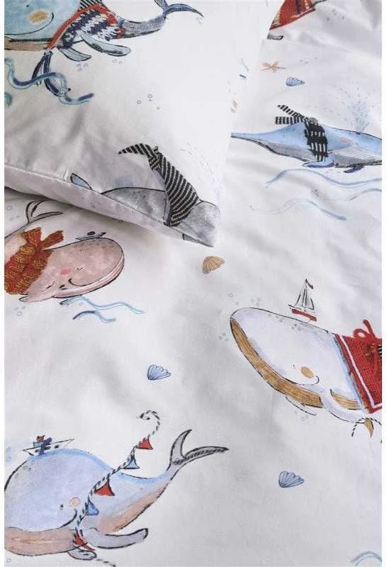 Beddinghouse Vaikiškas patalynės komplektas Whaletastic Mėlyna Pagalvės matmenys - 50x70 cm, Antklodės matmenys - 140x200 cm