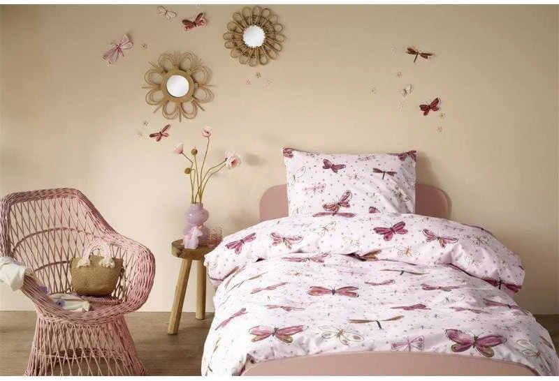 Beddinghouse Vaikiškas patalynės komplektas Butterfly Away Rožinė Pagalvės matmenys - 50x70 cm, Antklodės matmenys - 140x200 cm
