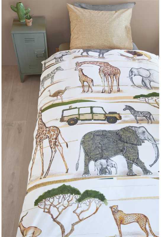 Beddinghouse Vaikiškas patalynės komplektas Jeep Safari Natural Pagalvės matmenys - 50x70 cm, Antklodės matmenys - 140x200 cm