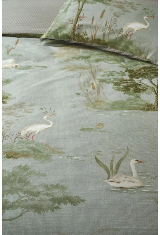 Pip Studio Perkelio patalynės komplektas Darjeeling Days Žalias Pagalvės matmenys - 50x70 cm, Antklodės matmenys - 140x200 cm