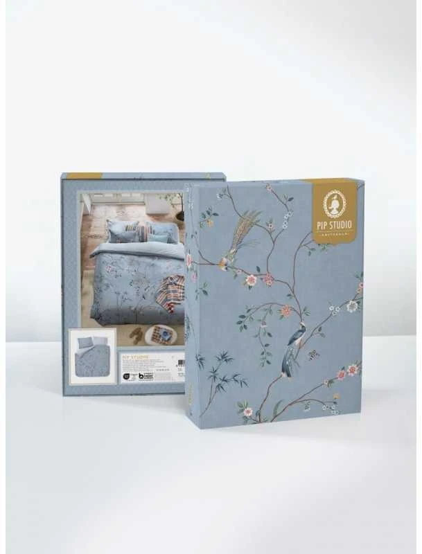 Pip Studio Perkelio patalynės komplektas Bamboo Blossom Light Mėlyna Pagalvės matmenys - 50x70 cm, Antklodės matmenys - 200x220 cm
