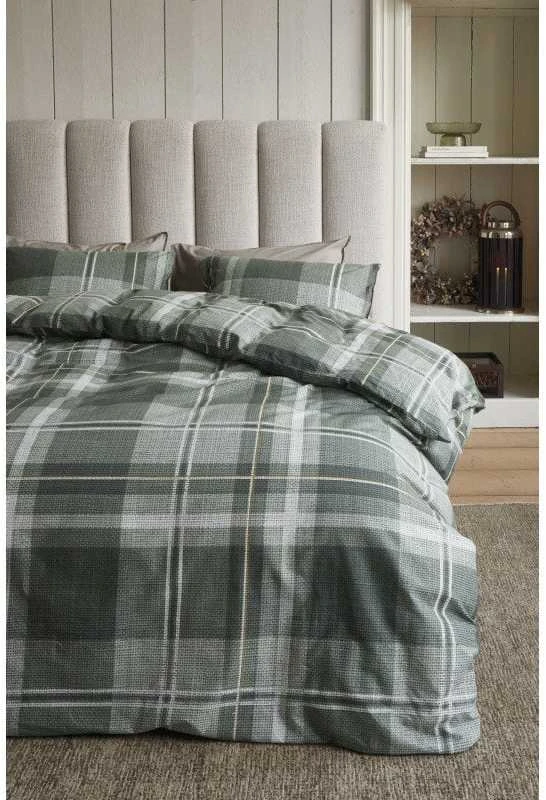 Riviera Maison Patalynės komplektas Tartan Check Žalias Pagalvės matmenys - 50x70 cm, Antklodės matmenys - 140x200 cm