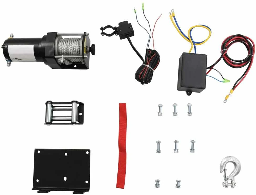 12 V Elektrinė gervė, 1 360 kg, su montavimo plokšte ir lūpa