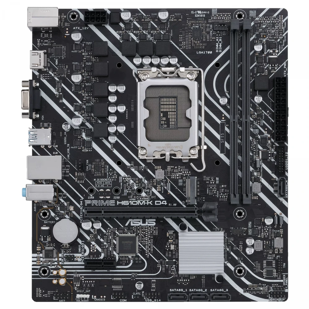 Pagrindinė plokštė Asus | PRIME H610M-R D4-SI | Procesorių šeima Intel | Procesoriaus lizdas LGA1700 | DDR4 DIMM | Atminties lizdai 2 | Palaikomos standžiojo disko sąsajos SATA, M.2 | SATA jungčių skaičius 4 | Lustų rinkinys Intel H610 | Mic-ATX