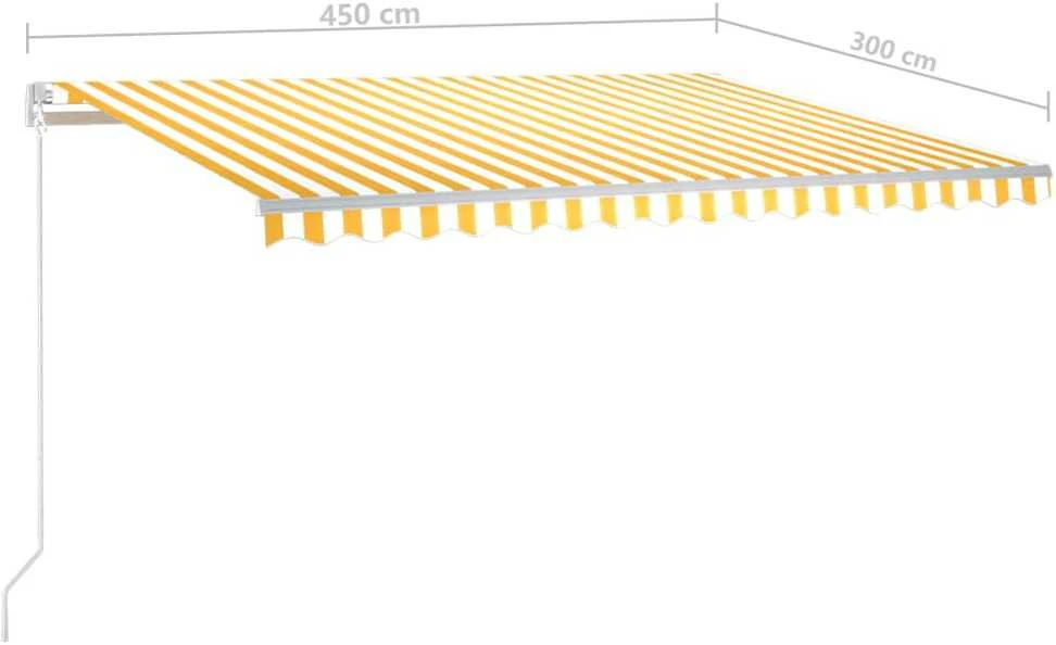 Automatinė ištraukiama markizė, geltona ir balta, 450x300cm