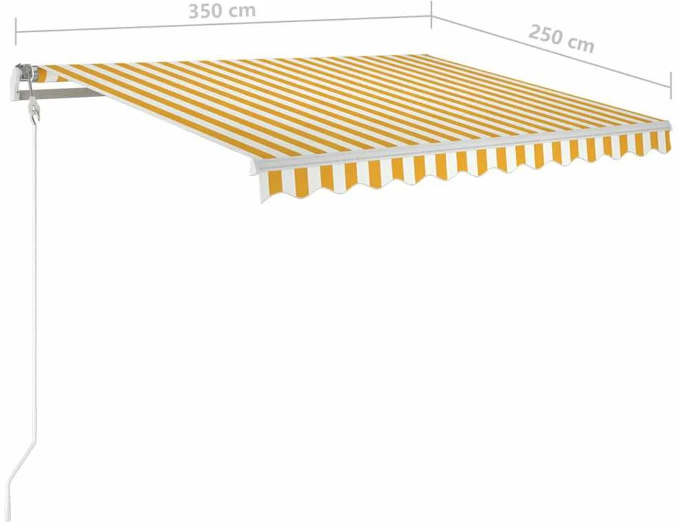 Automatinė ištraukiama markizė, geltona/balta, 350x250cm