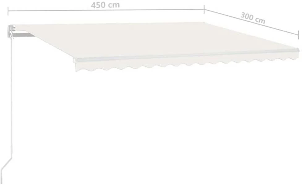 Automatinė markizė su LED/vėjo jutikliu, kreminė, 450x300cm