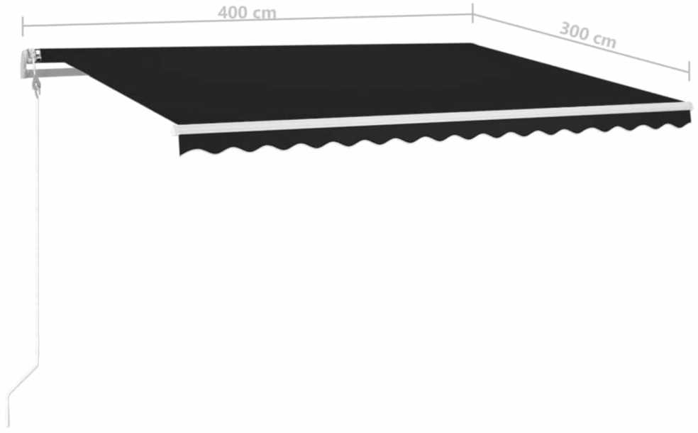 Automatinė markizė su LED/vėjo jutikliu, antracito, 400x300cm