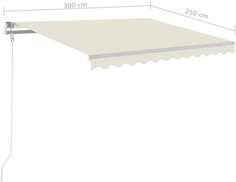 Automatinė markizė su LED/vėjo jutikliu, kreminė, 300x250cm