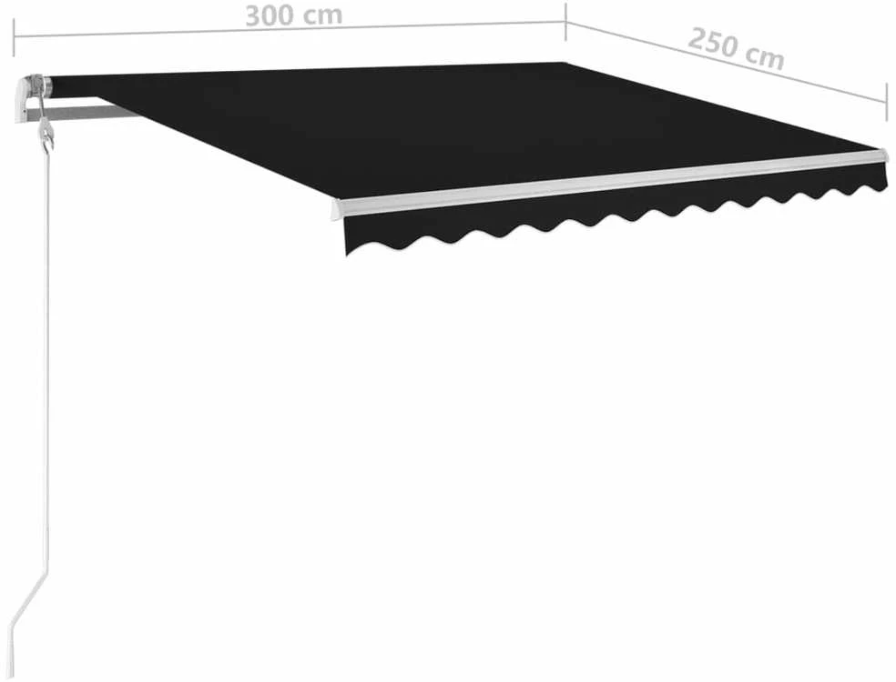 Automatinė markizė su LED/vėjo jutikliu, antracito, 300x250cm