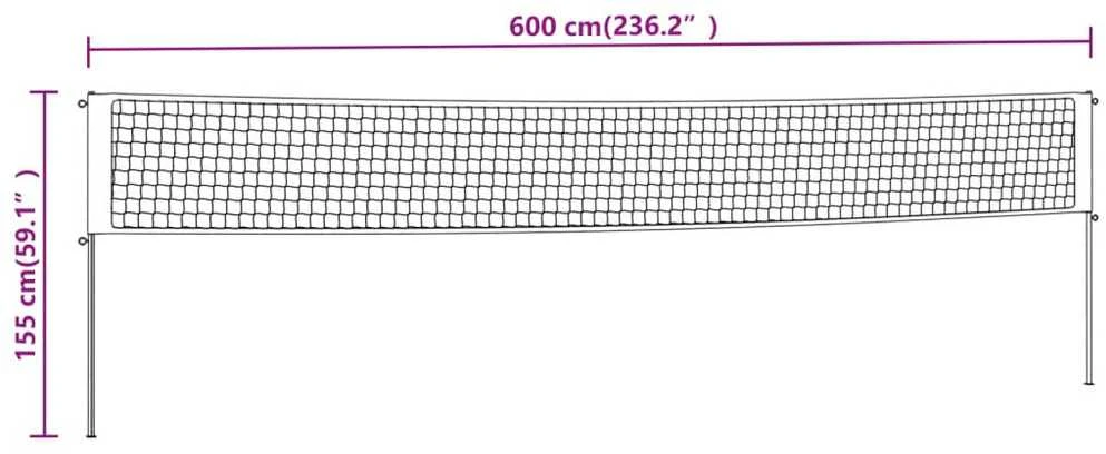 Badmintono tinklas, geltonas ir juodas, 600x155cm, PE audinys