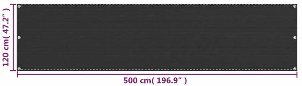 Balkono pertvara, antracito, 120x500cm, HDPE