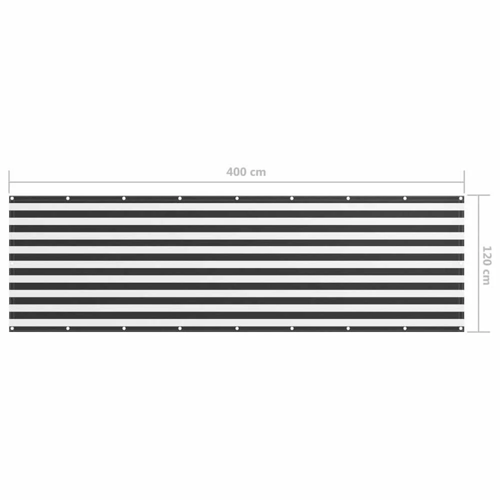 Balkono pertvara, antracito/balta, 120x400cm, oksfordo audinys
