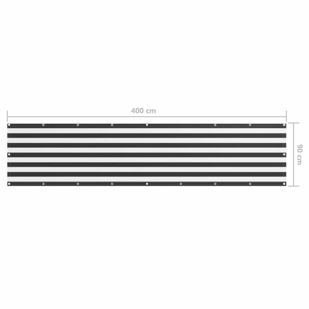 Balkono pertvara, antracito/balta, 90x400cm, oksfordo audinys
