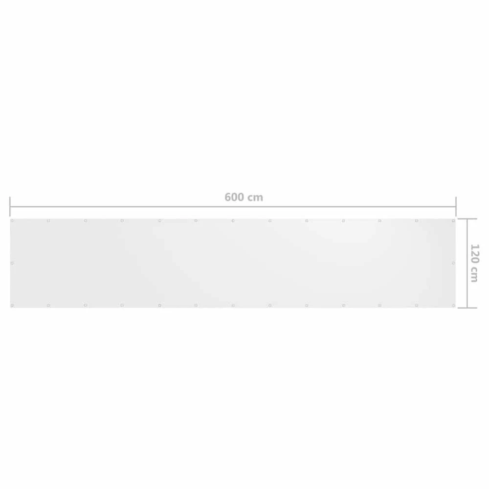 Balkono pertvara, baltos spalvos, 120x600cm, oksfordo audinys