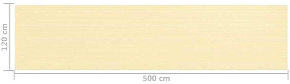 Balkono pertvara, kreminės spalvos, 120x500cm, HDPE