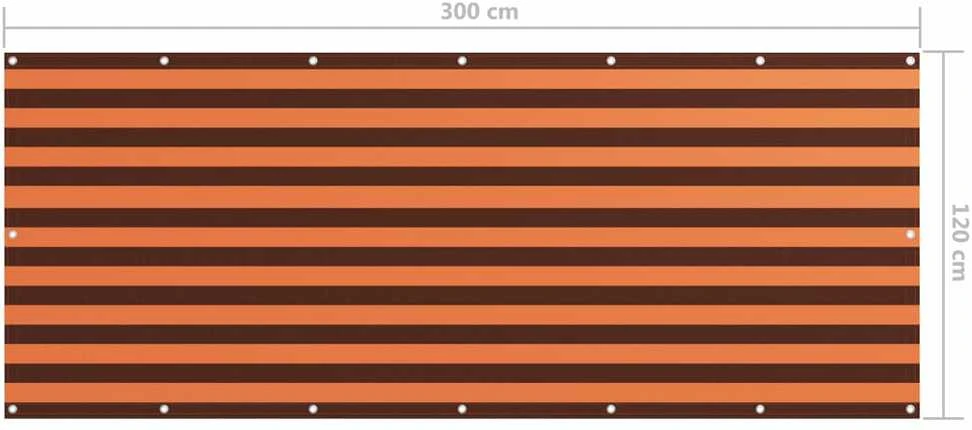 Balkono pertvara, oranžinė ir ruda, 120x300cm, oksfordo audinys
