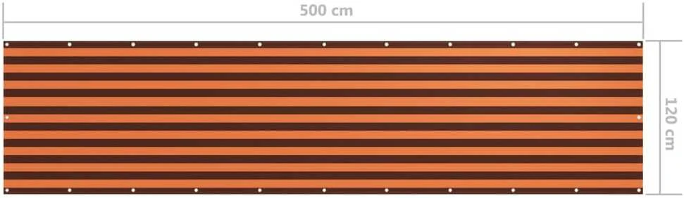 Balkono pertvara, oranžinė ir ruda, 120x500cm, oksfordo audinys