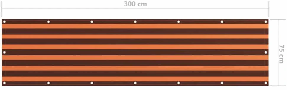 Balkono pertvara, oranžinė ir ruda, 75x300cm, oksfordo audinys