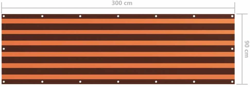 Balkono pertvara, oranžinė ir ruda, 90x300cm, oksfordo audinys